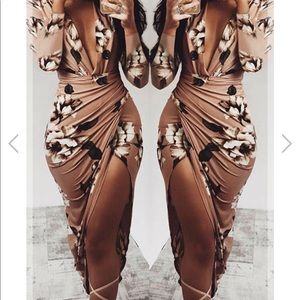 *SALE* New Print Tulip Slit Dress 